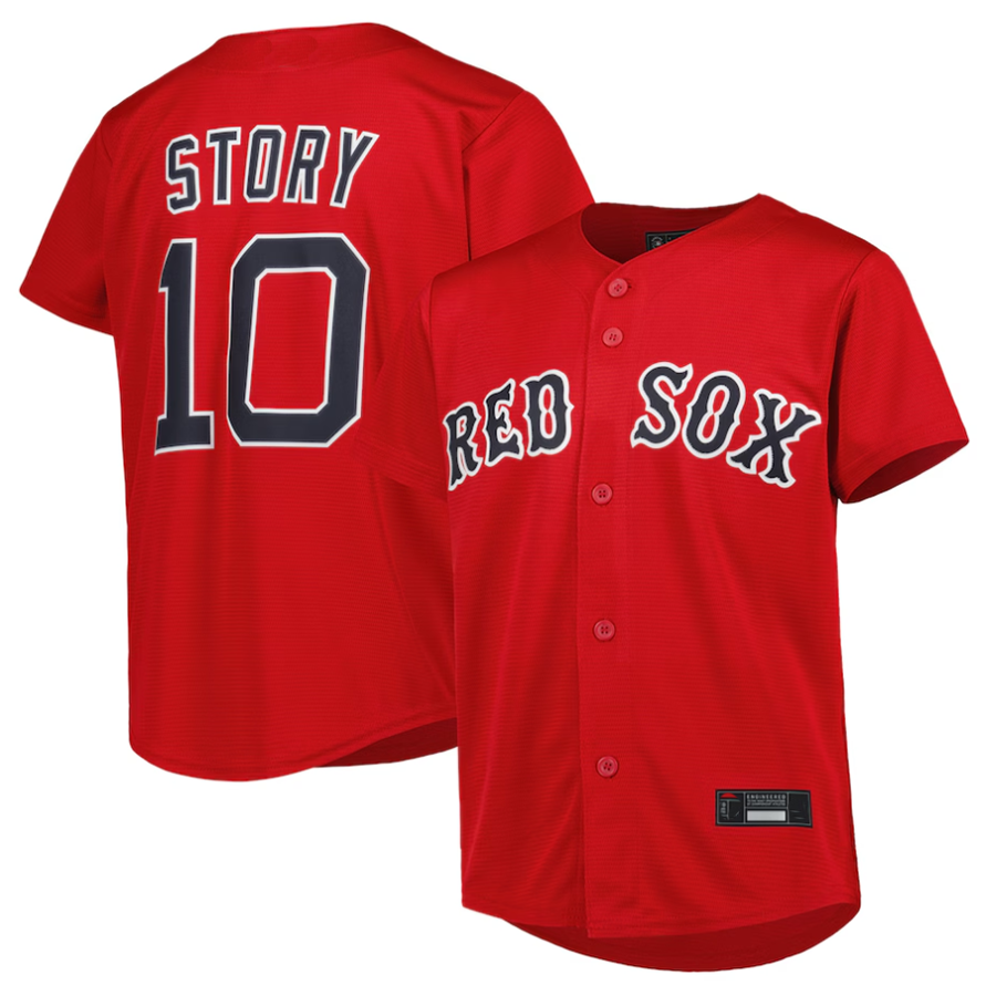 Custom #10 Red BOS Baseball Shirt Top