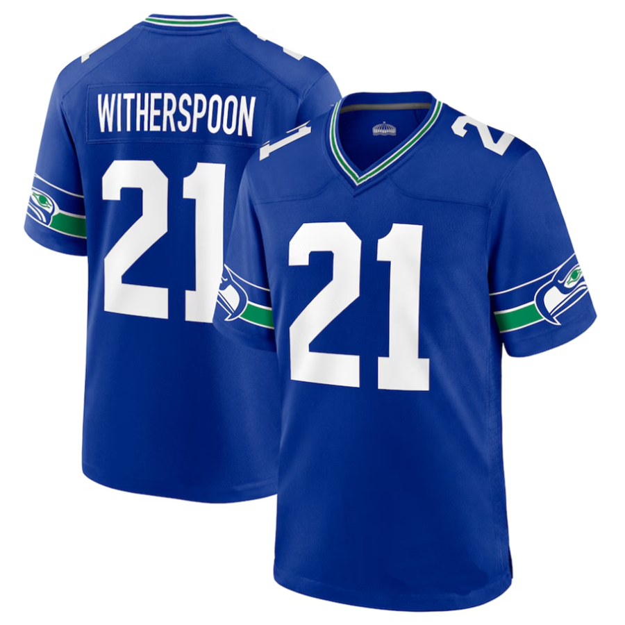 #21 Devon Witherspoon Player S.Seahawks Royal Throwback Game Limited Edition Football Jerseys