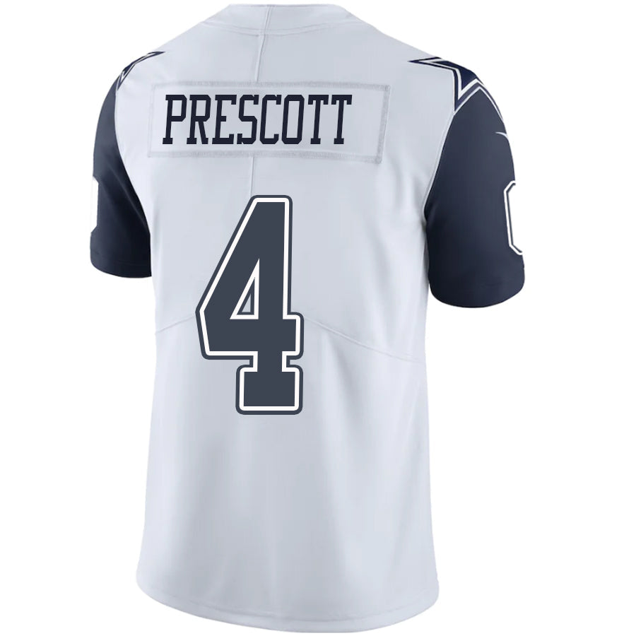 Custom #4 White DAL Football Shirt Top