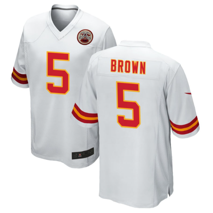 Custom #5 White KC Football Shirt Top