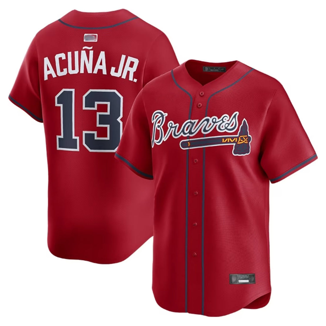 Custom #13 Red ATL Baseball Shirt Top