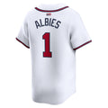 A.Braves #1 Ozzie Albies Player White Home Limited Baseball Jerseys