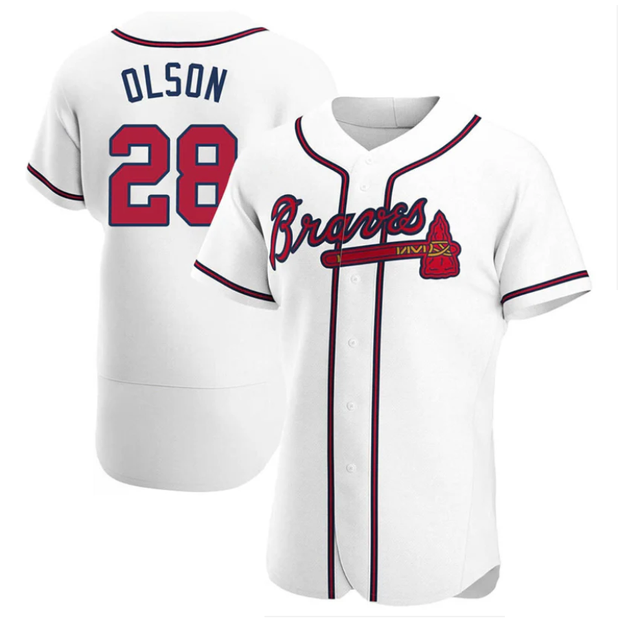 A.Braves #28 Matt Olson Player White Limited Elite Stitches Baseball Jerseys
