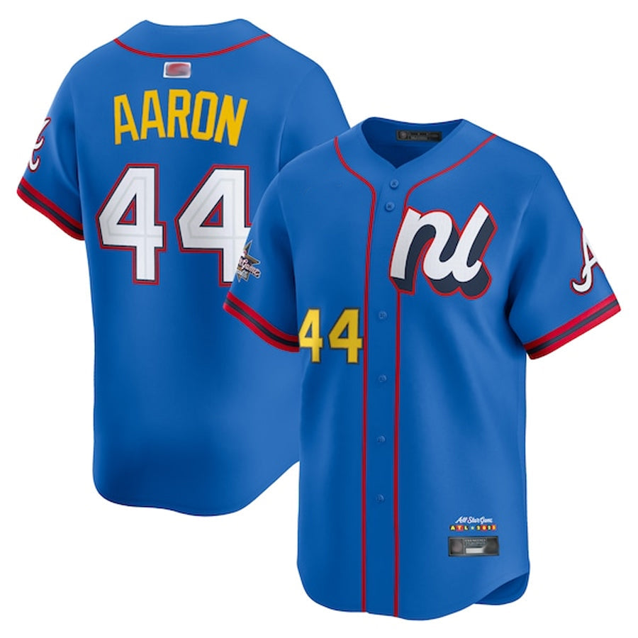 A.Braves #44 Hank Aaron Player Blue All-Star Edition Limited Baseball Jerseys