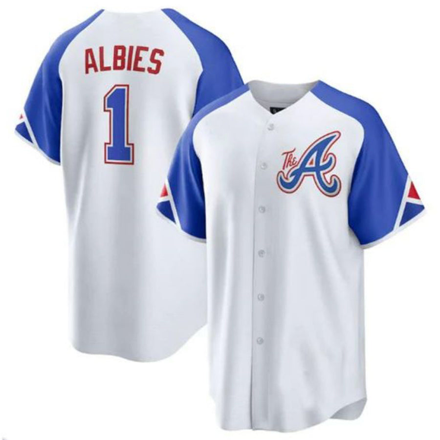 Custom #1 White ATL Baseball Shirt Top