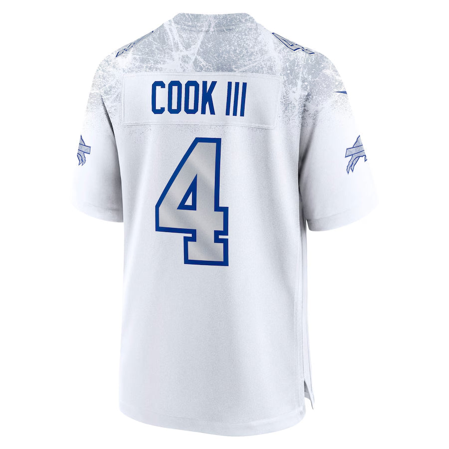 Custom #4 White BUF Football Shirt Top