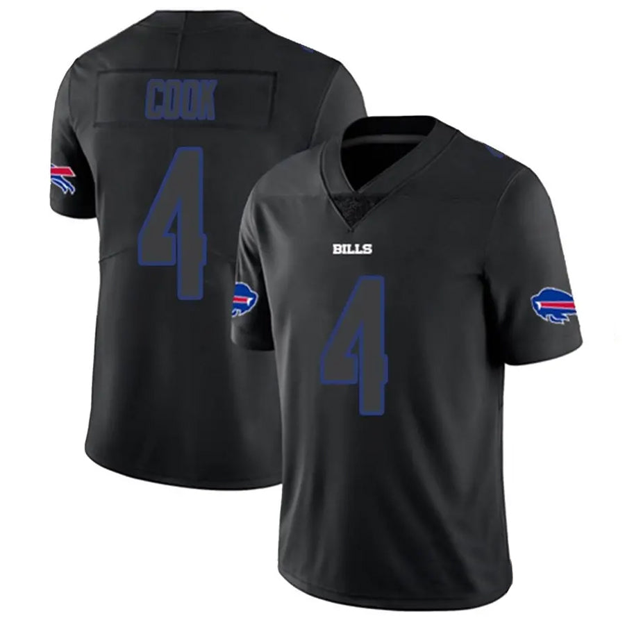 Custom #4 Black BUF Football Shirt Top