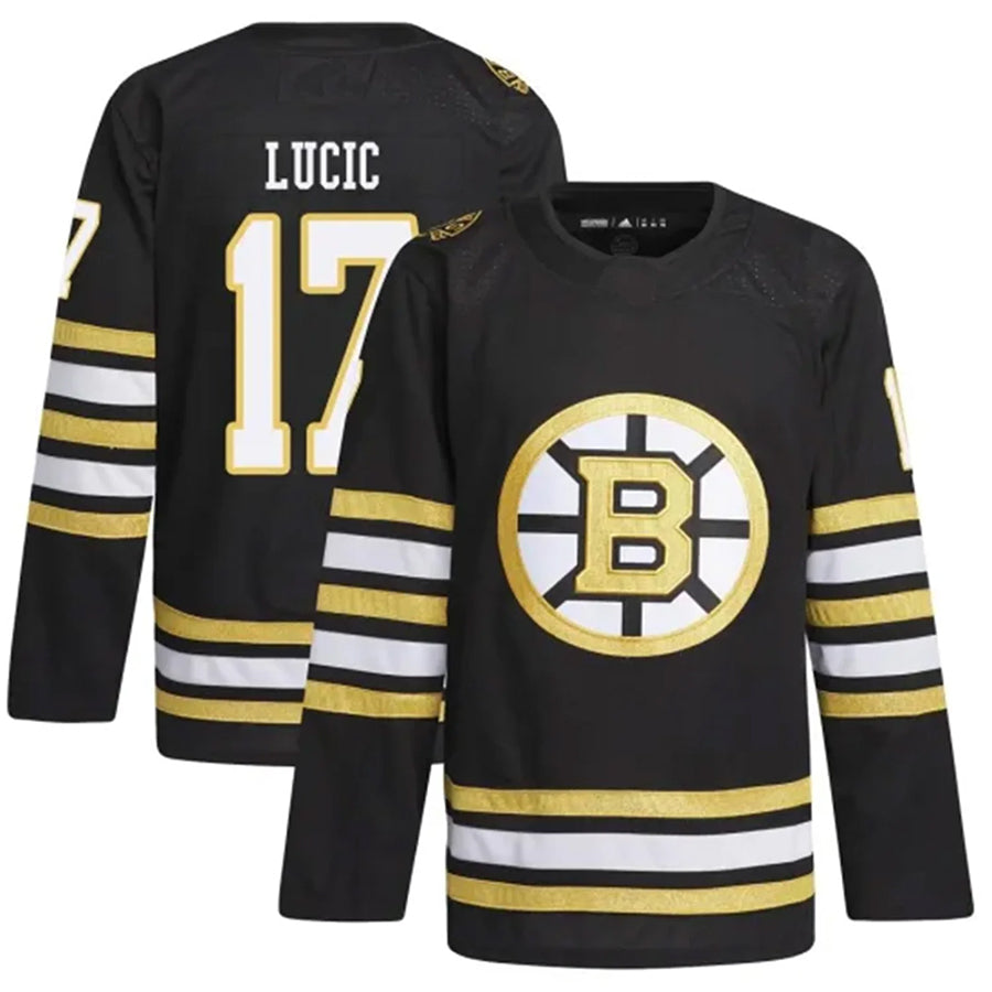 Custom #17 Black BOS Hockey Shirt Top