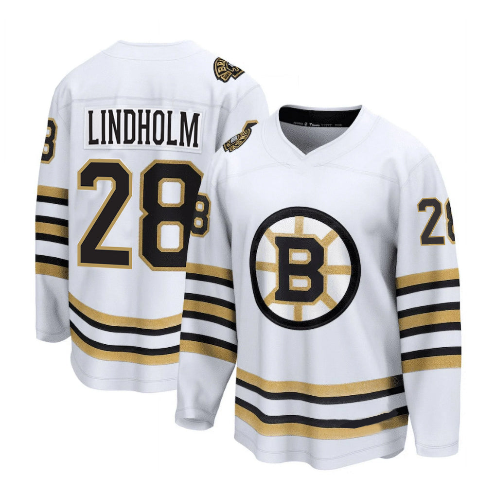 Custom #28 White BOS Hockey Shirt Top