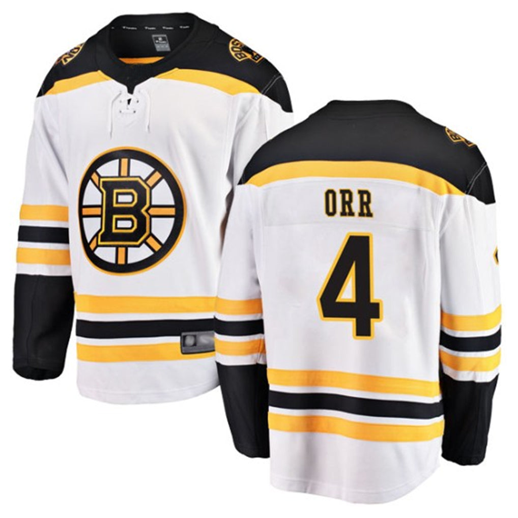 Custom #4 White BOS Hockey Shirt Top
