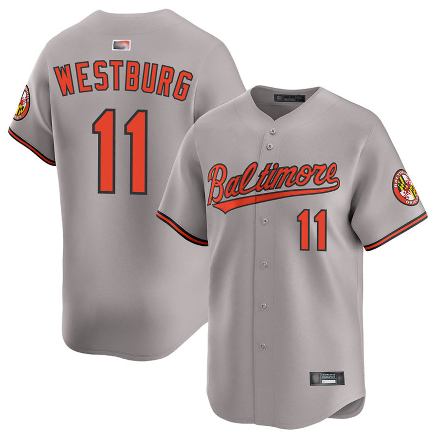 B.Orioles #11 Jordan Westburg Player Gray Limited Home Game Baseball Jerseys