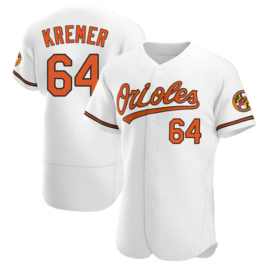Custom #64 White BAL Baseball Shirt Top