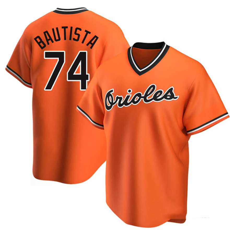 Custom #74 Orange BAL Baseball Shirt Top