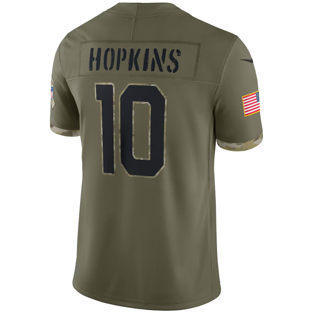 B.Ravens #10 DeAndre Hopkins Player Salute To Service Olive Football Jerseys