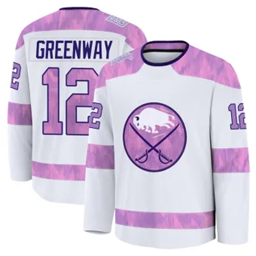 Custom #12 White BUF Hockey Shirt Top