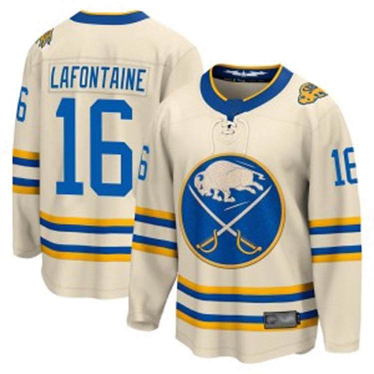Custom #16 Cream BUF Hockey Shirt Top