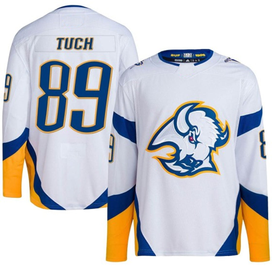Custom #89 White Retro BUF Hockey Shirt Top