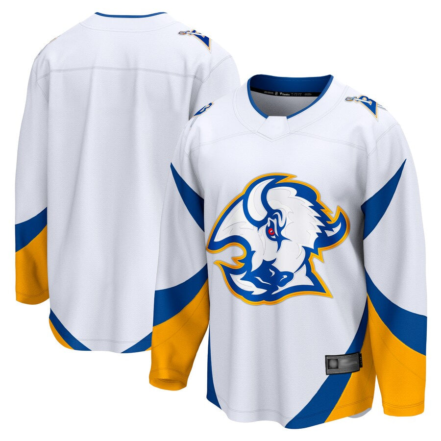 Custom #0 White BUF Hockey Shirt Top