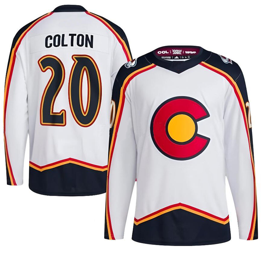 Custom #20 White Retro COL Hockey Shirt Top