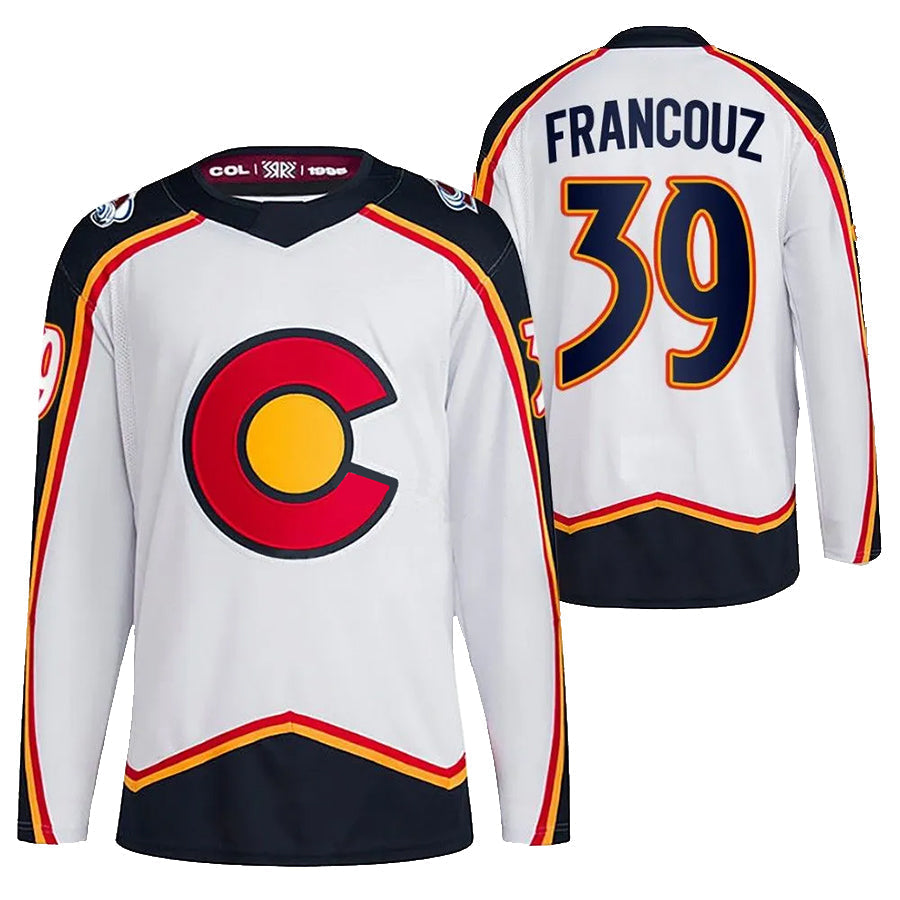 Custom #39 White Retro COL Hockey Shirt Top