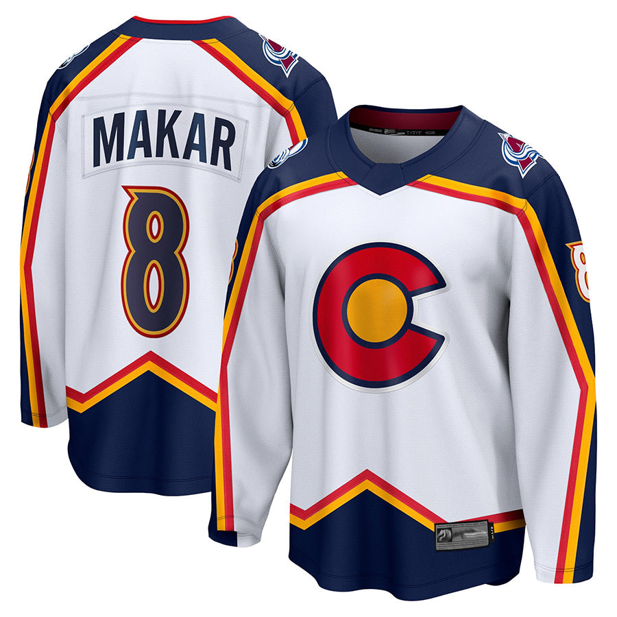 Custom #8 White Retro COL Hockey Shirt Top