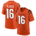 C.Bengals #16 Joe Flacco Player Orange Home Game Football Jerseys