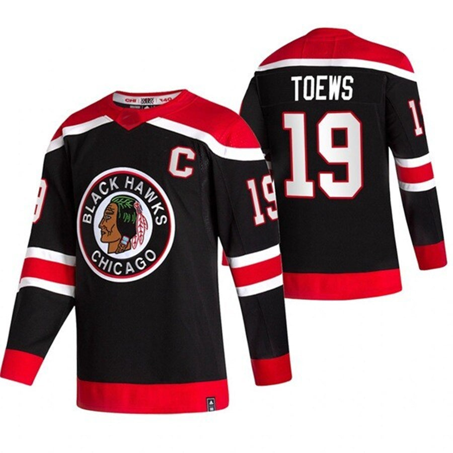 Custom #19 Black Retro CHI Hockey Shirt Top