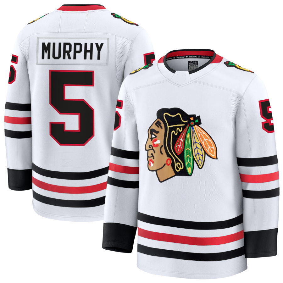 Custom #5 White CHI Hockey Shirt Top