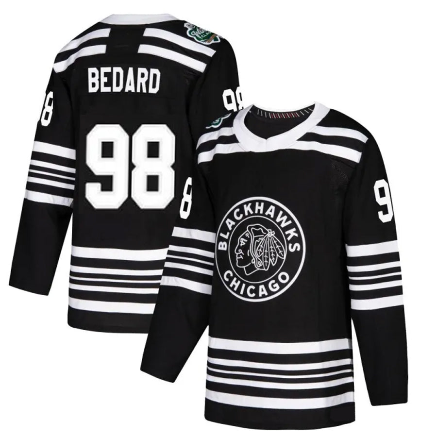 Custom #98 Black CHI Hockey Shirt Top