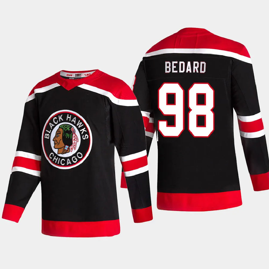 Custom #98 Black Retro CHI Hockey Shirt Top