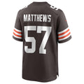 C.Browns #57 Clay Matthews Player Brown Home Game Football Jerseys