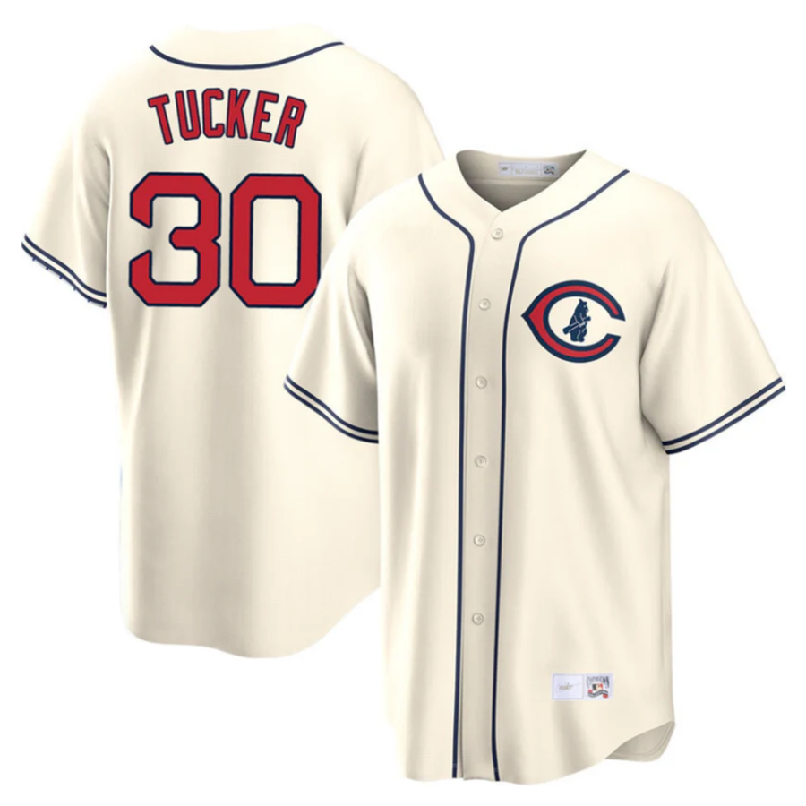 Custom #30 Cream CHC Baseball Shirt Top