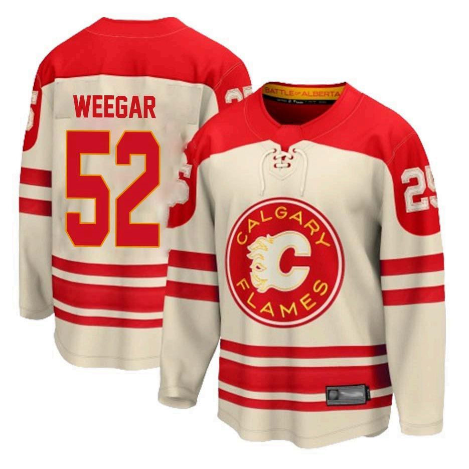 Custom #52 Cream CGY Hockey Shirt Top