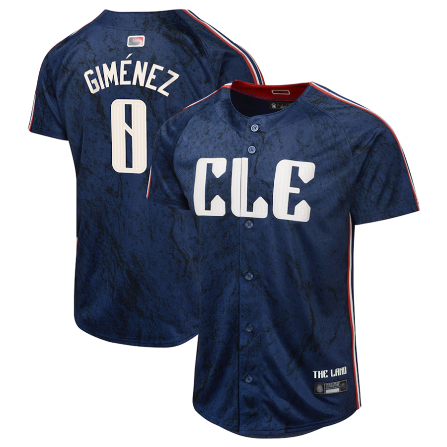 Custom #0 Navy City Connect CLE Baseball Shirt Top