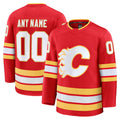 Custom C.Flames Fanatics Home Premium Red Hockey Jerseys