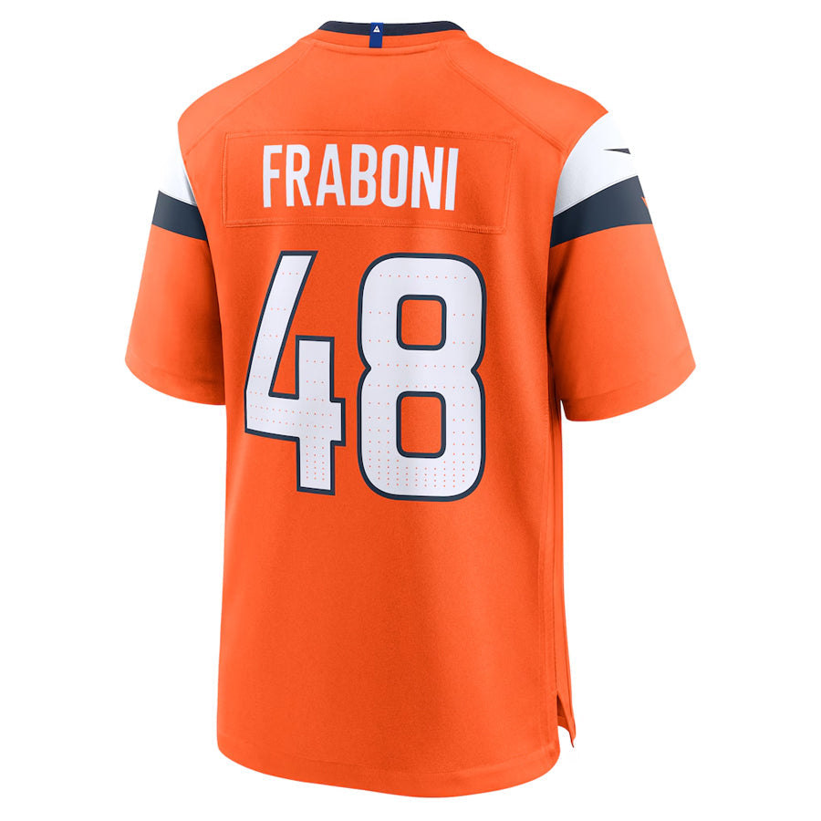 D.Broncos #48 Mitchell Fraboni Player Orange Home Game Football Jerseys