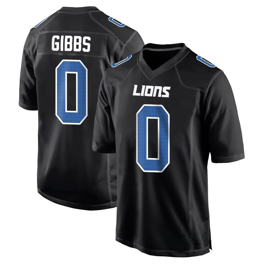 Custom #0 Black DET Football Shirt Top