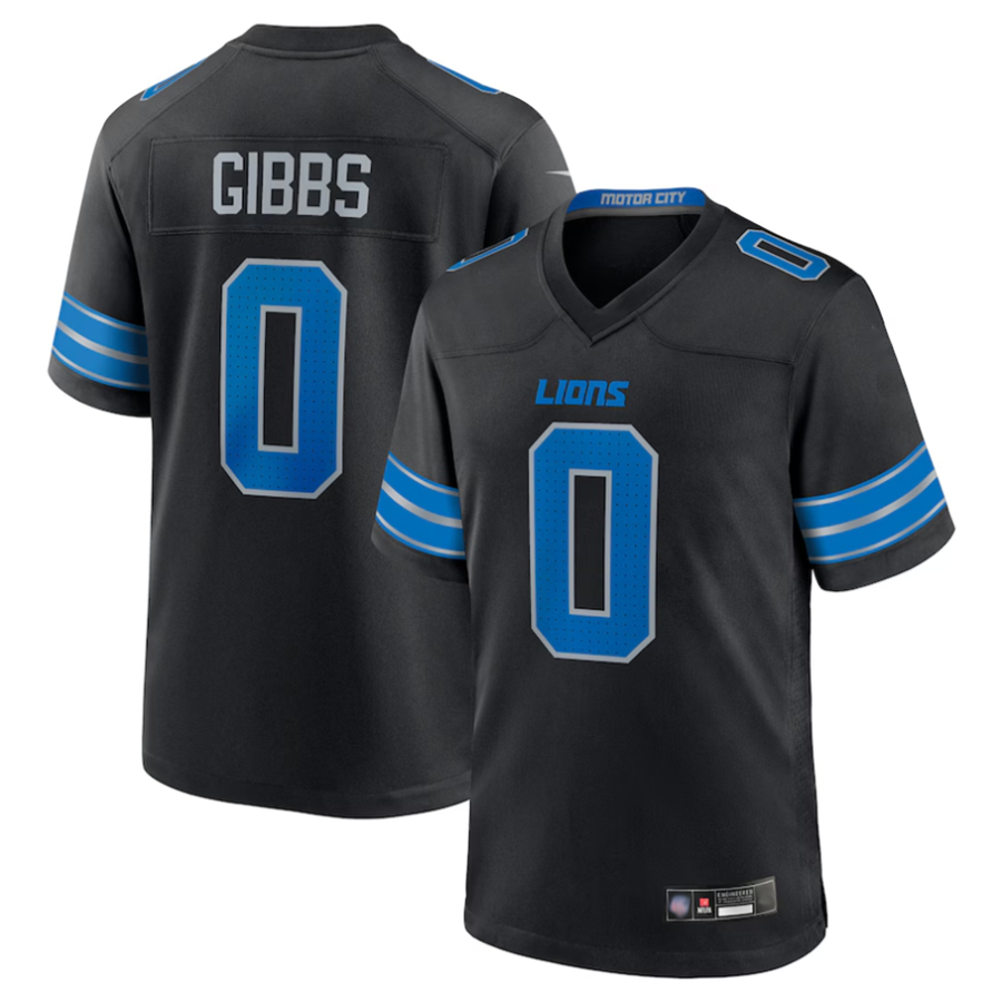 Custom #0 Black DET Football Shirt Top