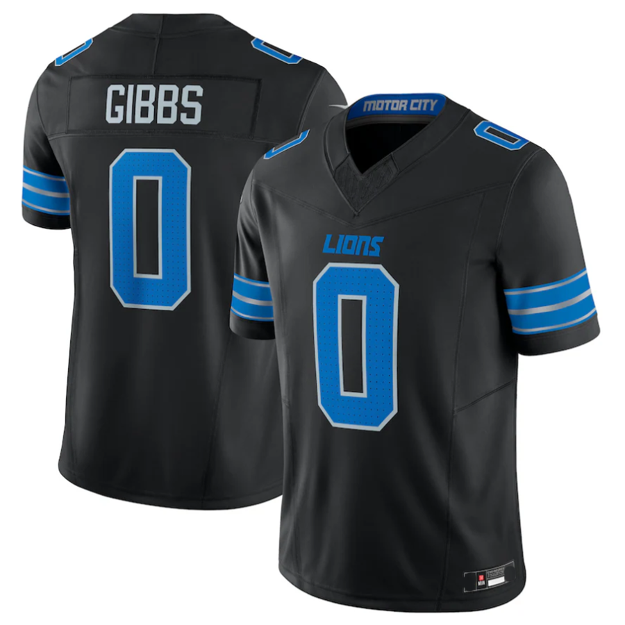 Custom #0 Black DET Football Shirt Top