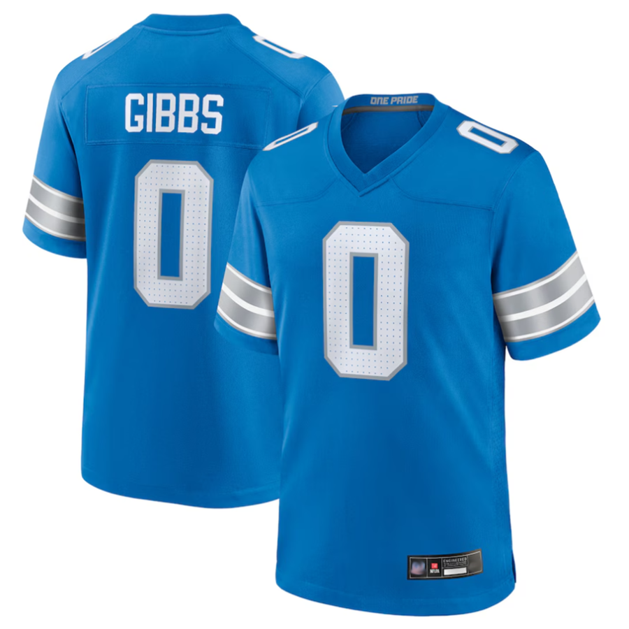 Custom #0 Blue DET Football Shirt Top