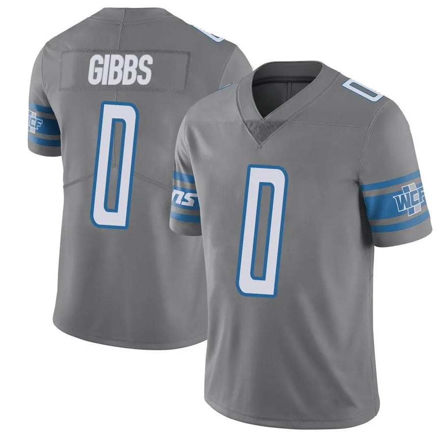 Custom #0 Gray DET Football Shirt Top