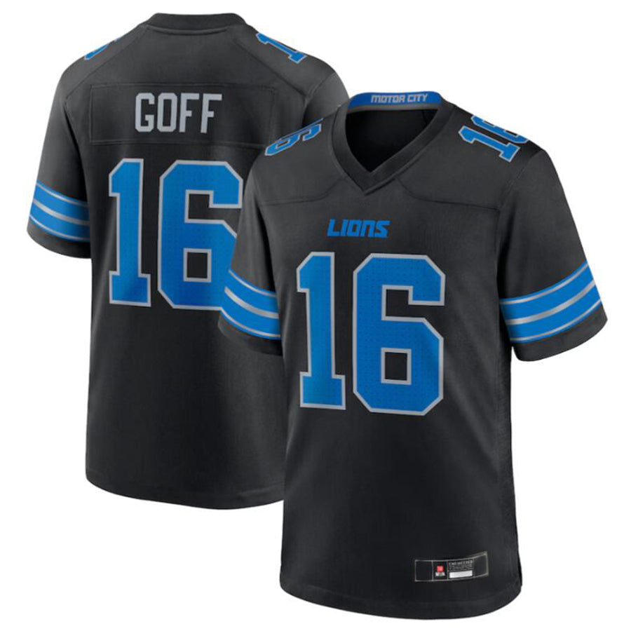 Custom #16 Black DET Football Shirt Top