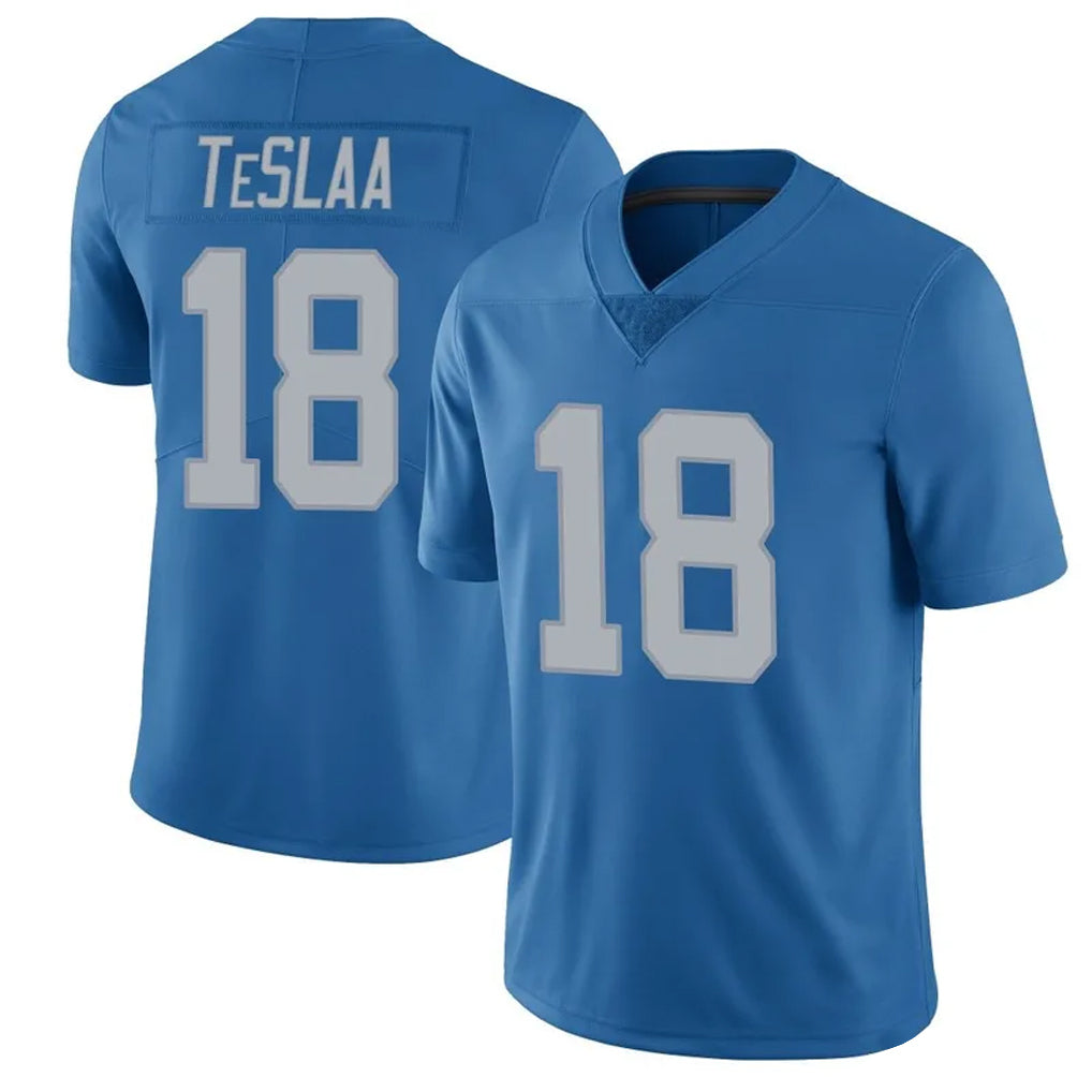 Custom #18 Blue DET Football Shirt Top