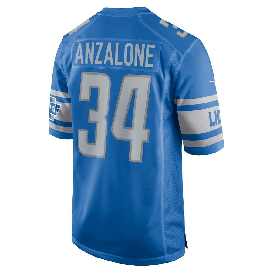 Custom #34 Blue DET Football Shirt Top