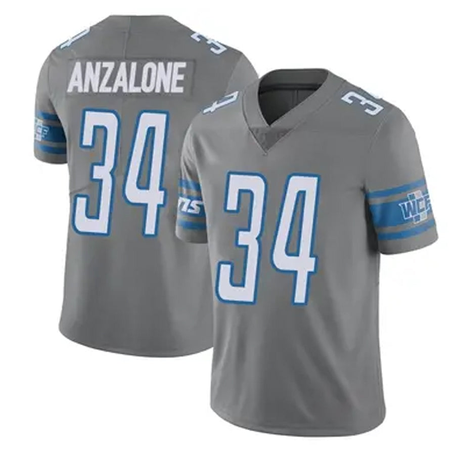 Custom #34 Gray DET Football Shirt Top