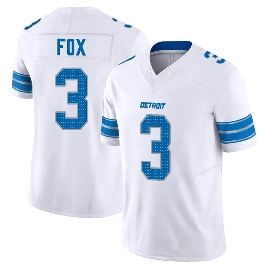 Custom #3 White DET Football Shirt Top