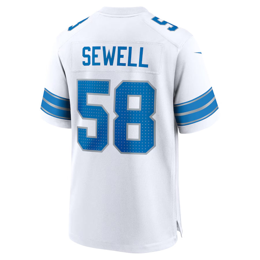 Custom #58 White DET Football Shirt Top