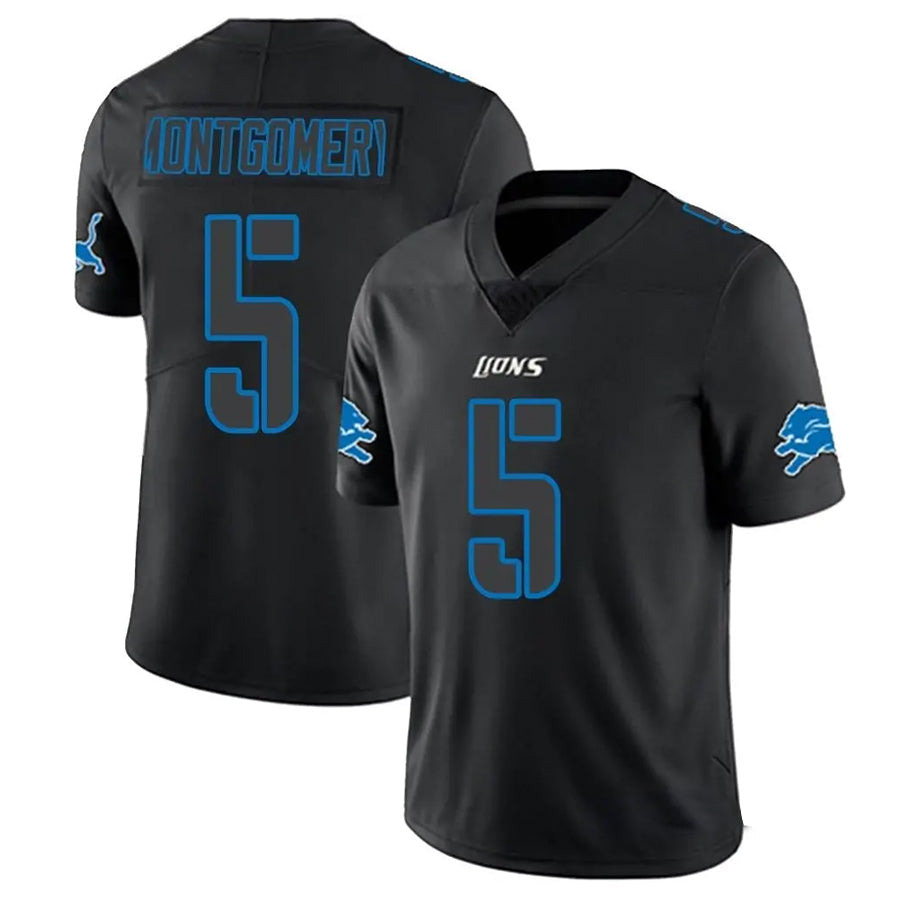 Custom #5 Black DET Football Shirt Top