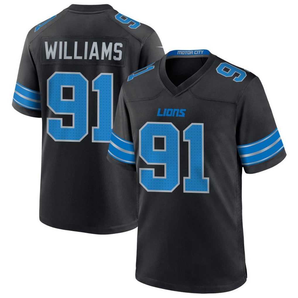 Custom #91 Black DET Football Shirt Top