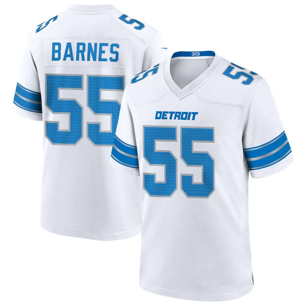 D.Lions Derrick Barnes #55 Player White Home Game Football Jerseys